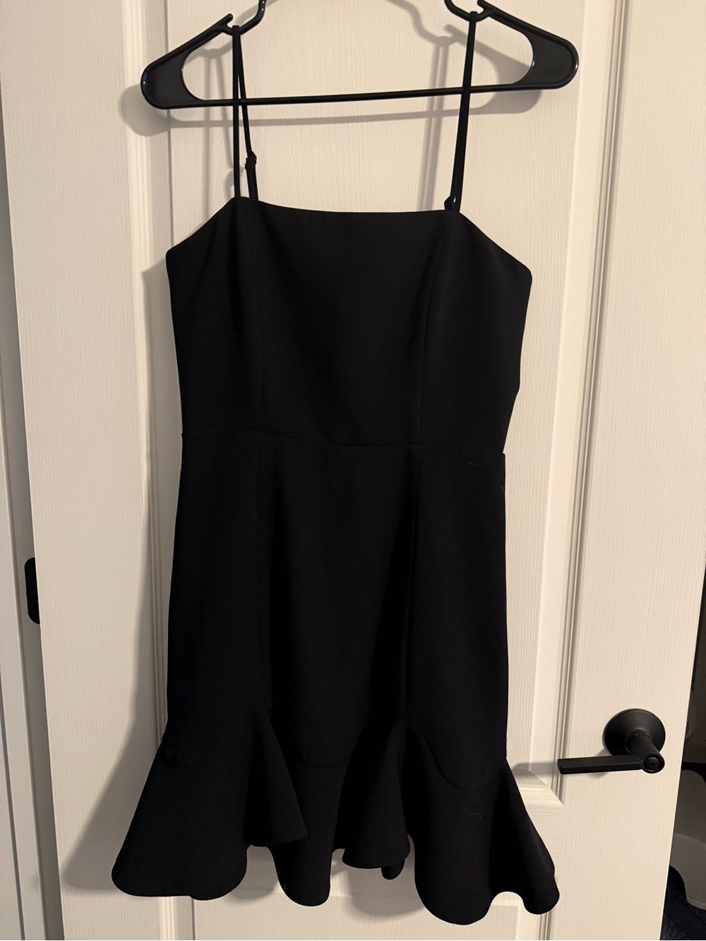 Bardot Black Spaghetti-Strap Midi Dress with Ruffle Hem